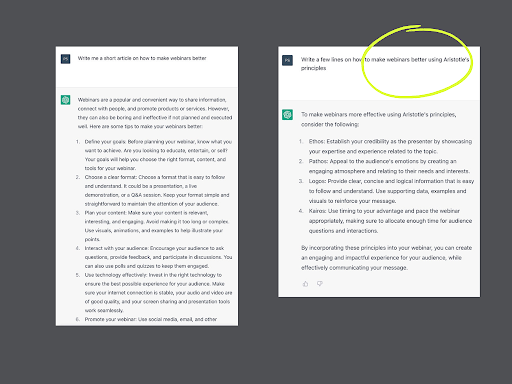 ChatGPT example screenshots.