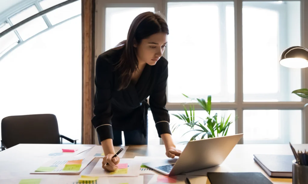 Female looking at laptop