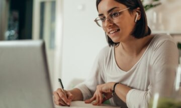 person listening to webinar