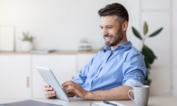 man on tablet