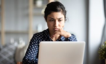 Woman looking at computer