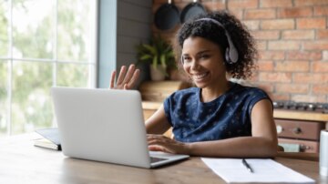 Woman looking at computer