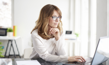 Female looking at laptop